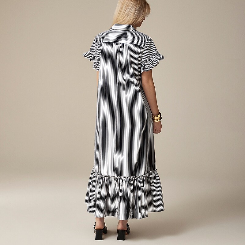J.Crew Amelia maxi shirtdress cotton poplin Dark Evening Clearance | 35OCHXANB