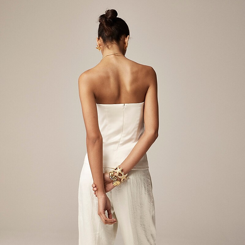 J.Crew Anna October© X J.Crew corset top in stretch satin Ivory Online | 05UFTRQPX