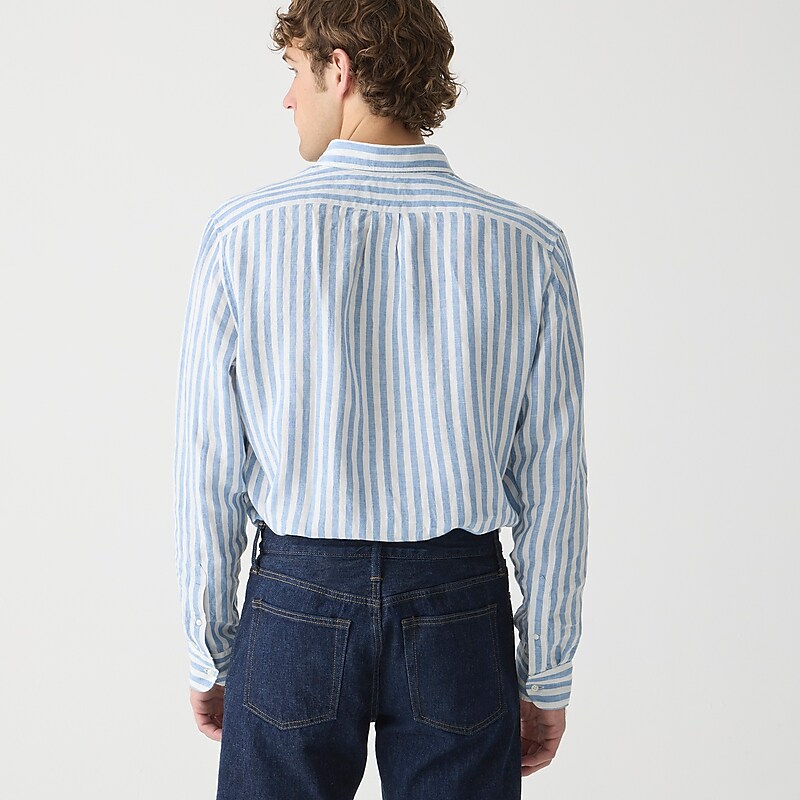 J.Crew Baird McNutt Irish linen shirt Bengal Stripe Sky Blue USA | 10CUYWNQJ