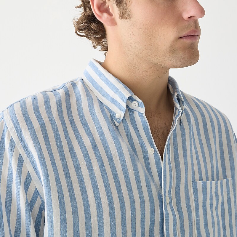J.Crew Baird McNutt Irish linen shirt Bengal Stripe Sky Blue USA | 10CUYWNQJ