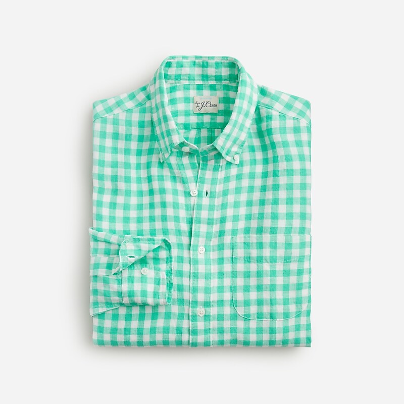 J.Crew Baird McNutt Irish linen shirt Kells Gingham Aqua Online | 06BEORXQV