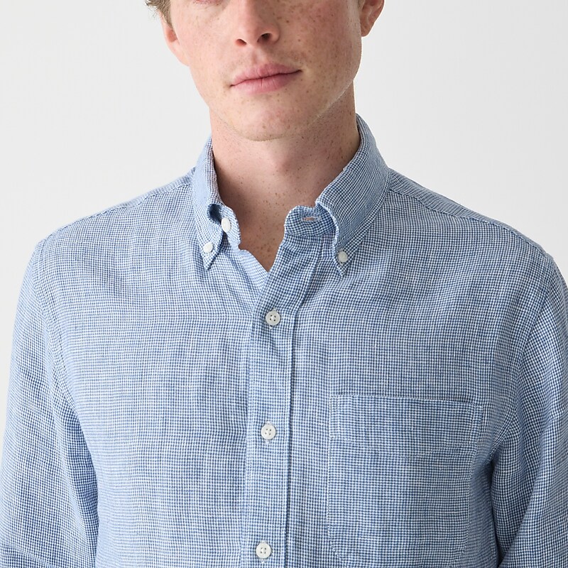 J.Crew Baird McNutt Irish linen shirt Mini Houndstooth Spring Online | 87QYZNESP