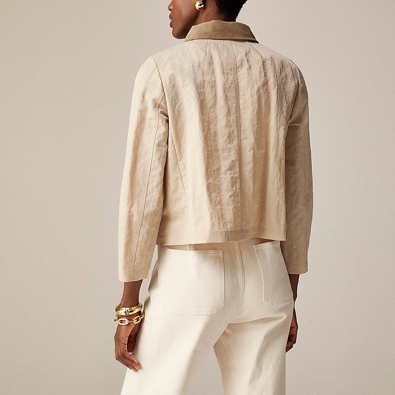 J.Crew Barn Jacket™ in crinkle nylon Toasted Cream Clearance | 45SNYRXWM