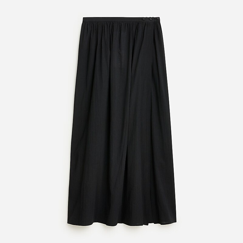J.Crew Beach cotton midi skirt Black Sale | 28GTICVAL