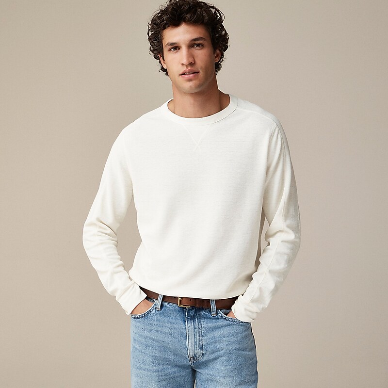 J.Crew Beach thermal crewneck in linen-cotton blend Classic Ivory Online | 84QETNFGR