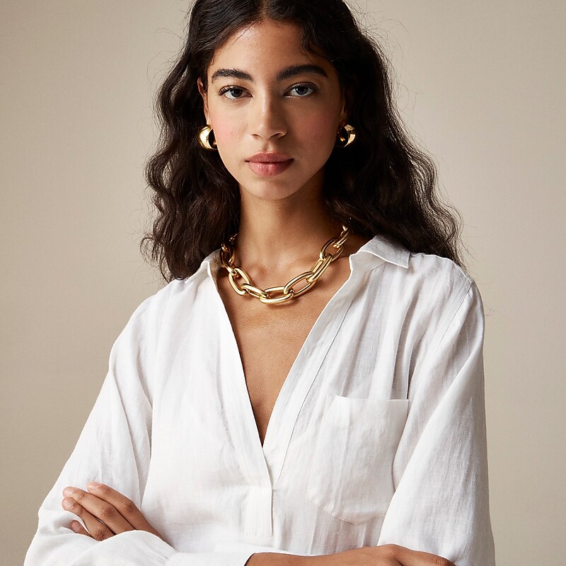 J.Crew Bungalow embroidered dress in linen White Online | 83JATFXZW