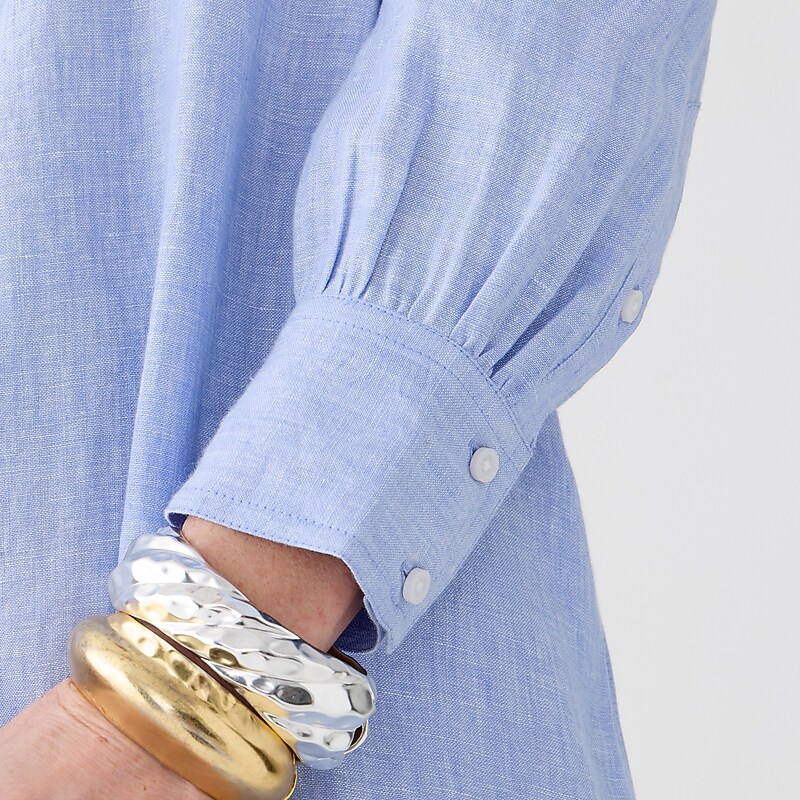 J.Crew Bungalow embroidered dress in linen French Blue Outlet | 98RVJYHTX