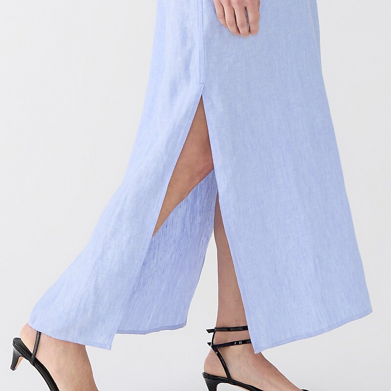 J.Crew Bungalow embroidered dress in linen French Blue Outlet | 98RVJYHTX