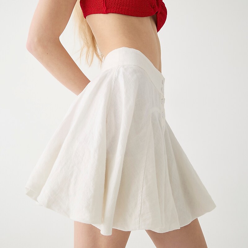 J.Crew Button-up mini skirt in linen White Online | 01ZAJQDGK