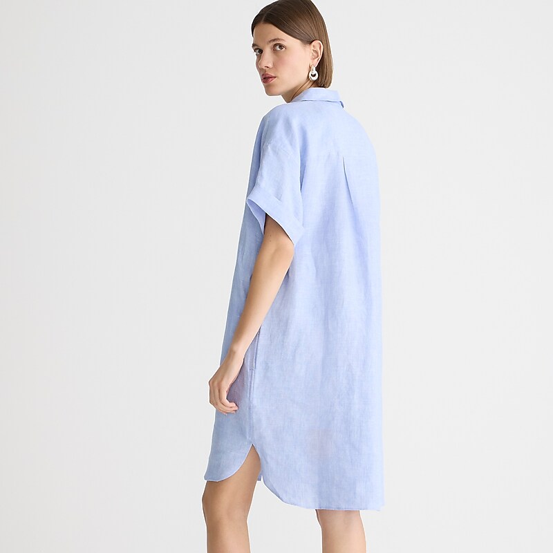 J.Crew Capitaine shirtdress in linen Blue Outlet Online | 76BHVAFQN
