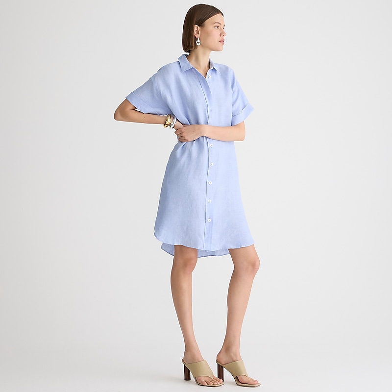 J.Crew Capitaine shirtdress in linen Blue Outlet Online | 76BHVAFQN