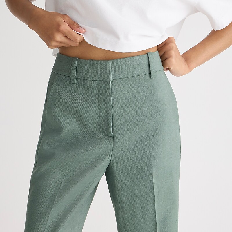 J.Crew Carolina flare pant in stretch linen blend Green Factory Promo | 65BHVUKFA