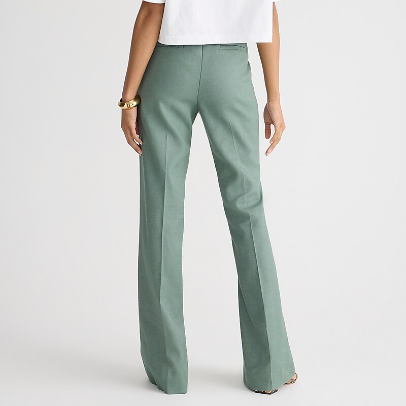 J.Crew Carolina flare pant in stretch linen blend Green Factory Promo | 65BHVUKFA