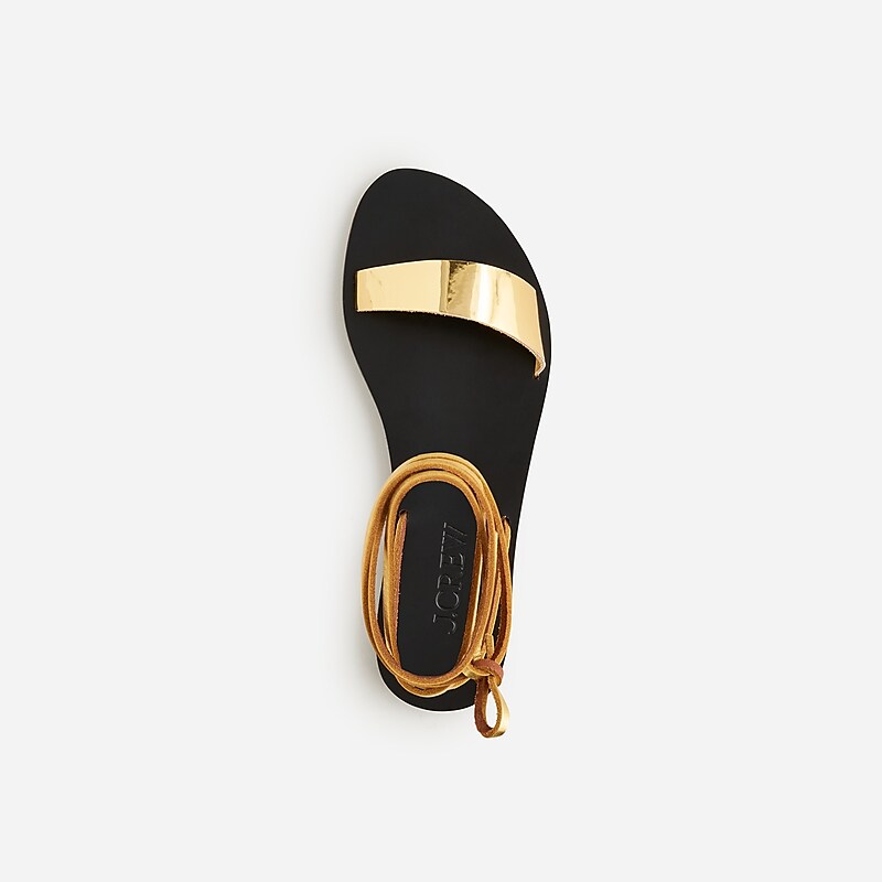 J.Crew Carsen made-in-Italy lace-up sandals in metallic leather Dark Gold Online | 07SZAVYTR