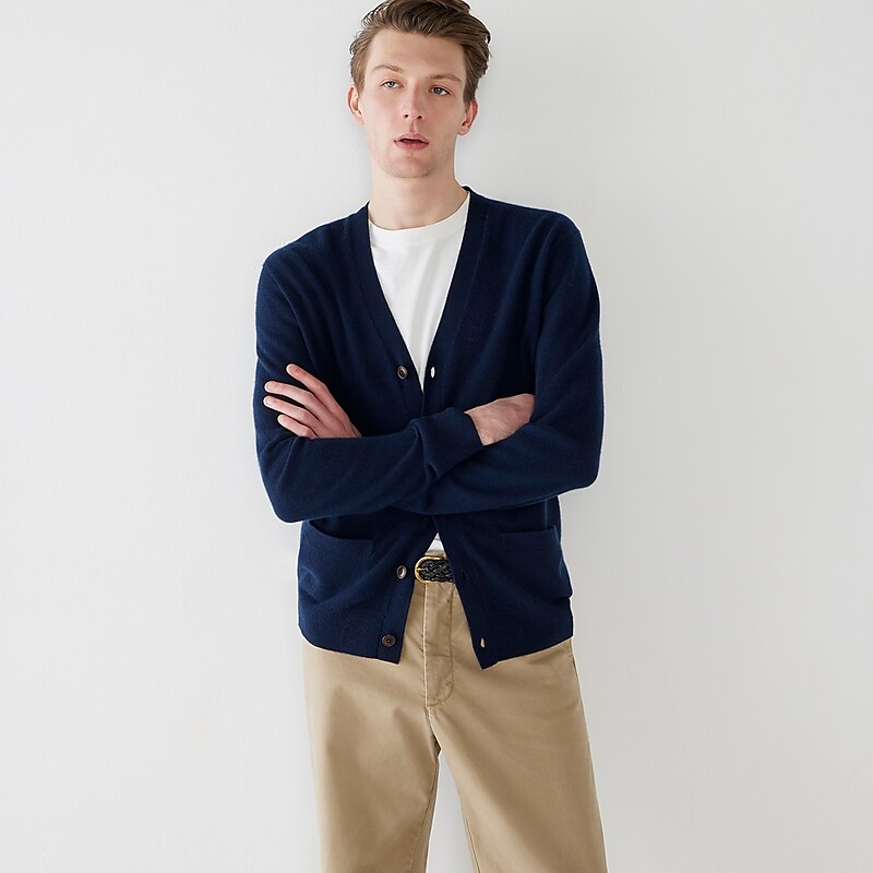J.Crew Cashmere V-neck cardigan sweater Navy Online | 07VWRFSQA