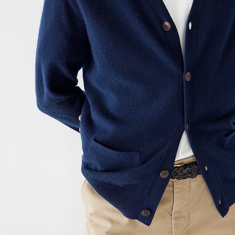 J.Crew Cashmere V-neck cardigan sweater Navy Online | 07VWRFSQA