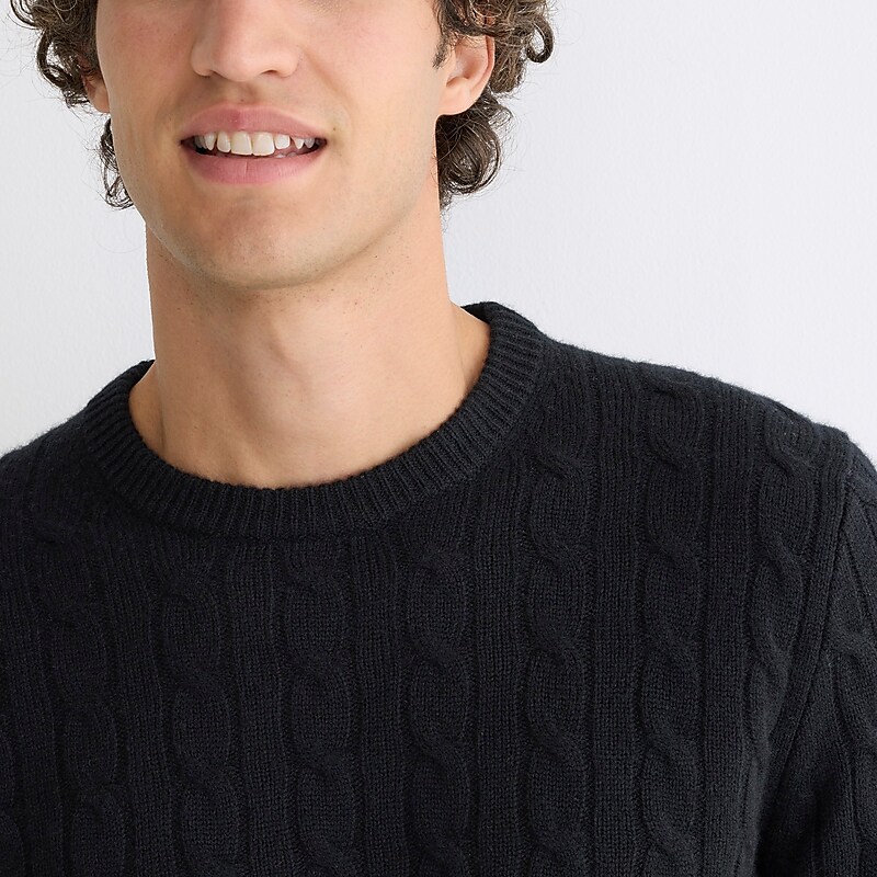 J.Crew Cashmere cable-knit sweater Black Clearance | 39XMVPEJR
