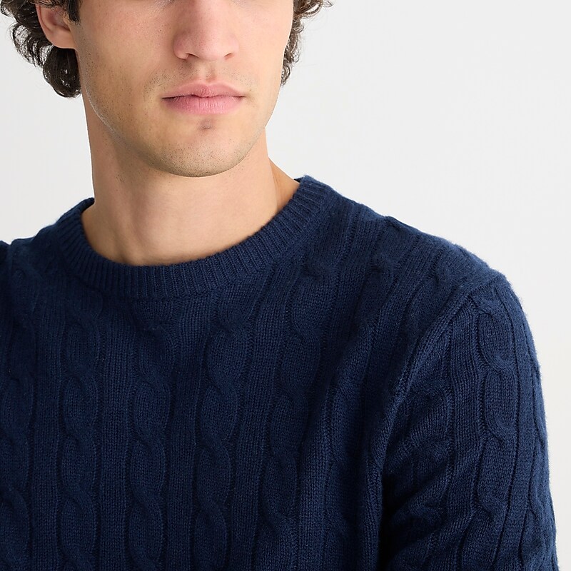 J.Crew Cashmere cable-knit sweater Navy Factory Promo | 69DBCFNOT