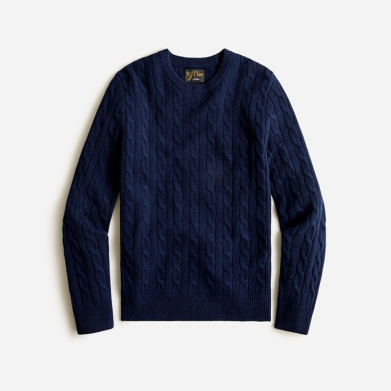J.Crew Cashmere cable-knit sweater Navy Factory Promo | 69DBCFNOT