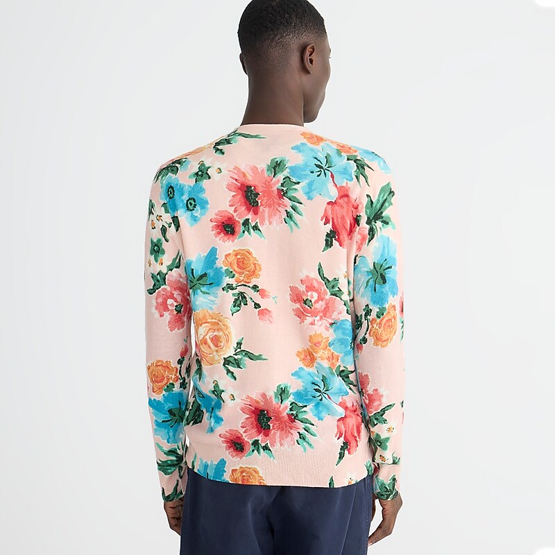 J.Crew Cashmere cardigan sweater in floral print Butter Pink Floral Prin Outlet | 91VNCXZPF