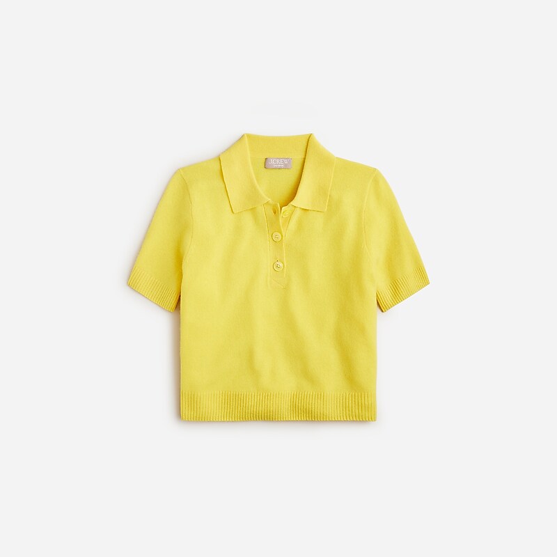 J.Crew Cashmere cropped sweater-polo Neon Dandelion Sale | 24HRTLYIF