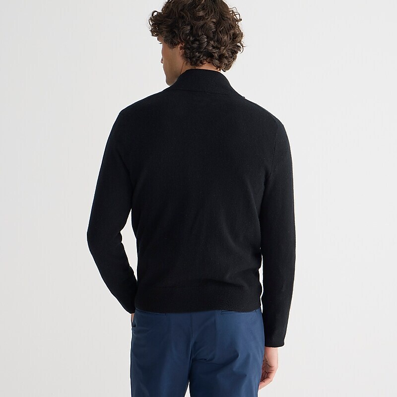 J.Crew Cashmere full-zip sweater Black USA | 10SGJNHTU