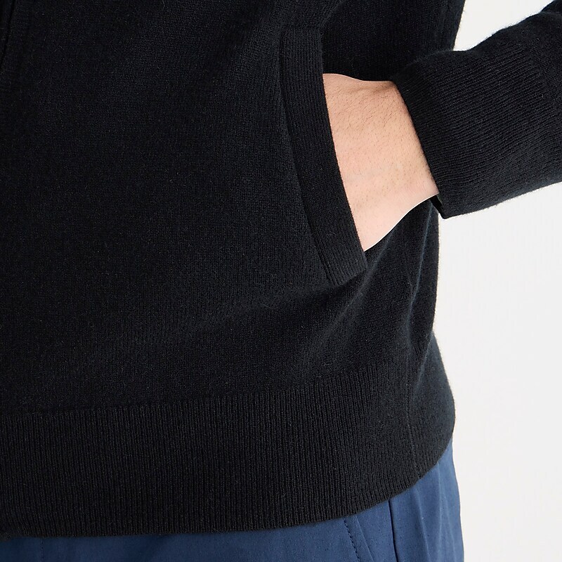 J.Crew Cashmere full-zip sweater Black USA | 10SGJNHTU