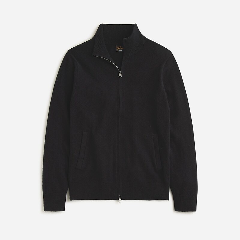 J.Crew Cashmere full-zip sweater Black USA | 10SGJNHTU