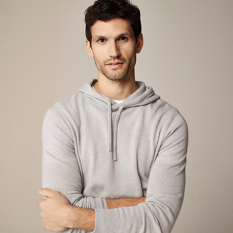 J.Crew Cashmere hoodie Hthr Grey Sale | 23JPDYFMH