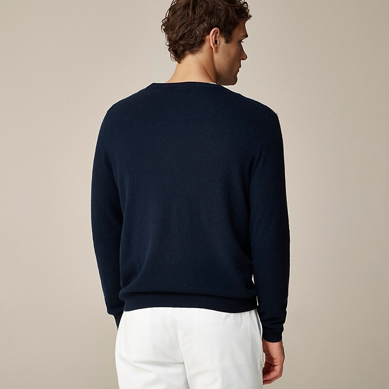 J.Crew Cashmere jacquard crewneck sweater Navy Clearance | 46SLMXBVE