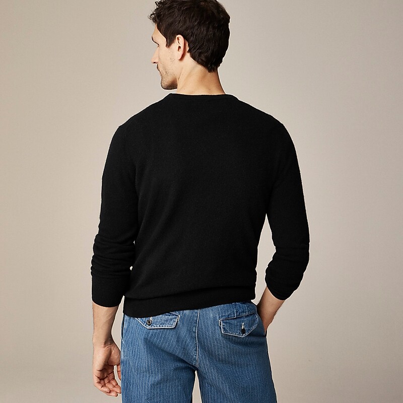 J.Crew Cashmere jacquard crewneck sweater Black Clearance | 38GXPMVLI