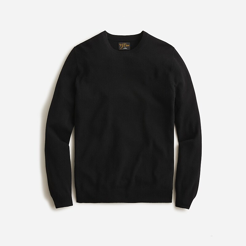 J.Crew Cashmere jacquard crewneck sweater Black Clearance | 38GXPMVLI