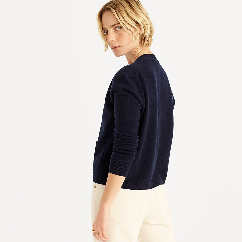 J.Crew Cashmere patch-pocket cardigan sweater Navy Outlet Online | 78HDIEBYN