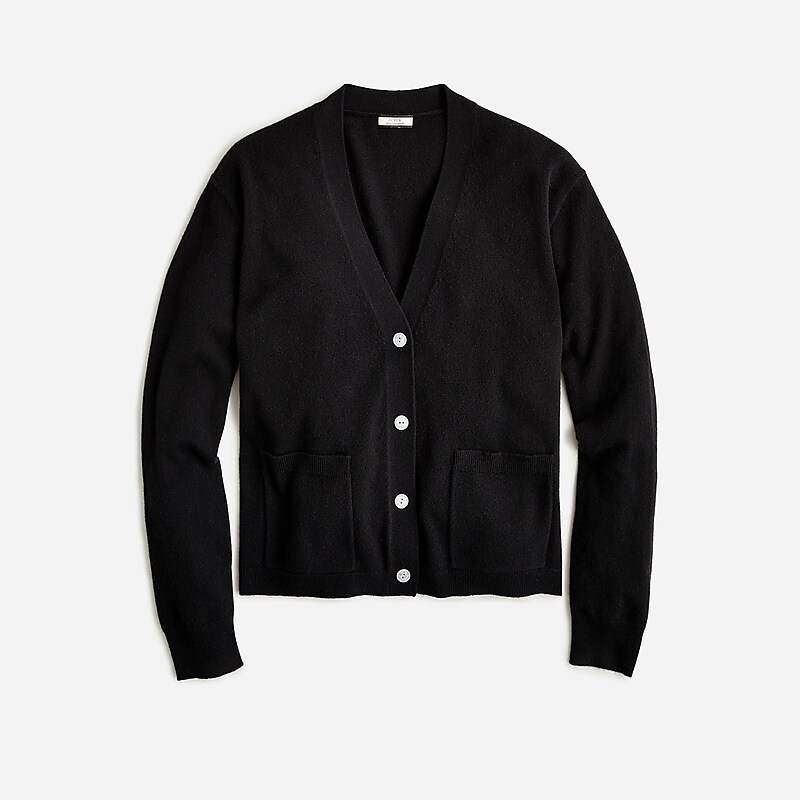 J.Crew Cashmere patch-pocket cardigan sweater Black Sale | 20JYXPWLN