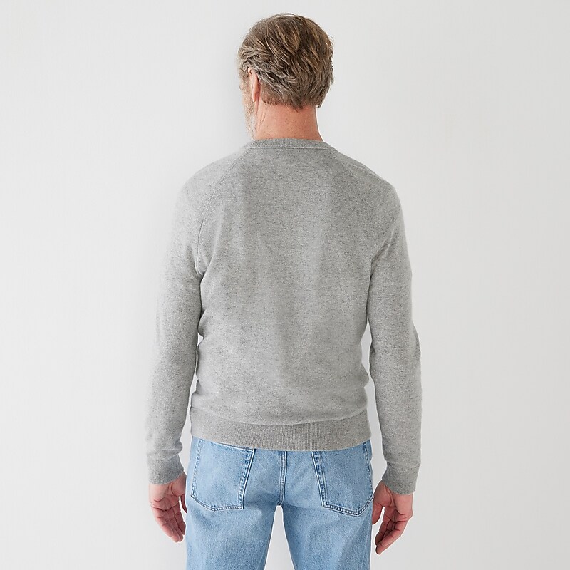 J.Crew Cashmere raglan-sleeve crewneck sweatshirt Hthr Grey Factory Promo | 61WBAPEXG