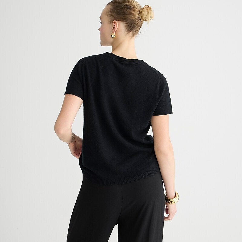 J.Crew Cashmere relaxed T-shirt Black Outlet | 93JOPBVGC