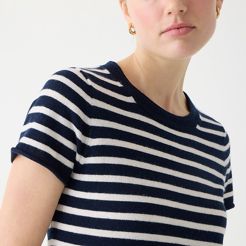J.Crew Cashmere relaxed T-shirt Navy Snow USA | 10DFZIBAW