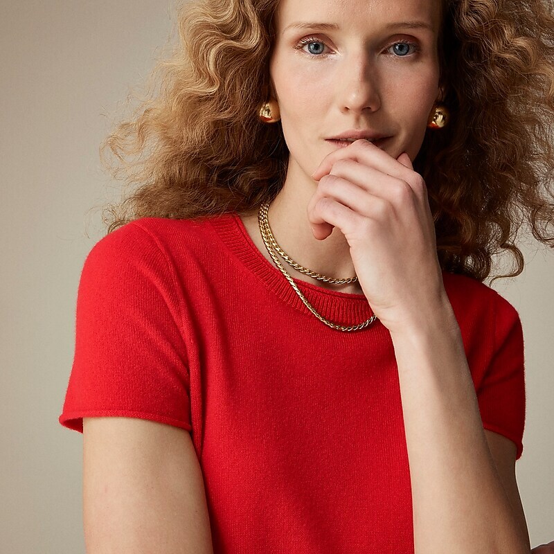 J.Crew Cashmere relaxed T-shirt Vintage Red Factory Promo | 65TDBFUGW