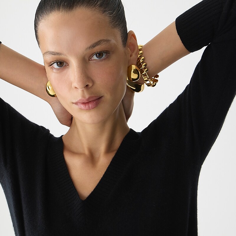 J.Crew Cashmere shrunken V-neck sweater Black Factory Promo | 61PCAIGYD