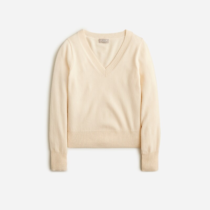 J.Crew Cashmere shrunken V-neck sweater Hthr Muslin Online | 01VPFMJWD