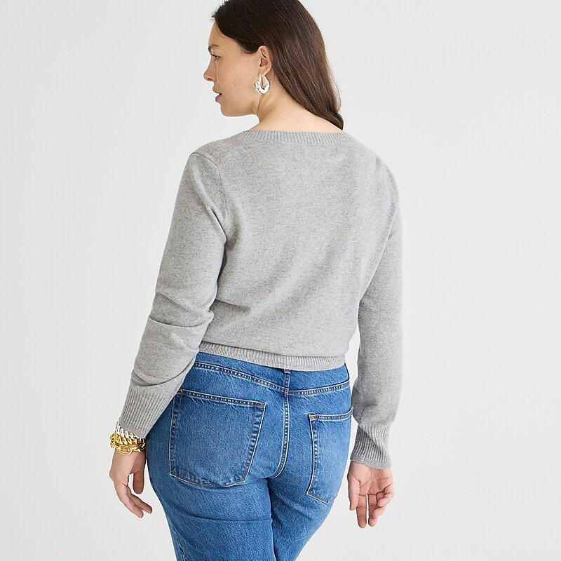 J.Crew Cashmere shrunken V-neck sweater Hthr Grey Outlet Online | 76IQLRMSA