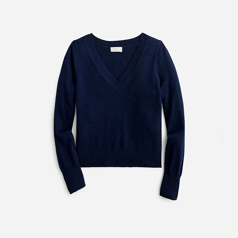 J.Crew Cashmere shrunken V-neck sweater Navy Online | 81ITDORUE