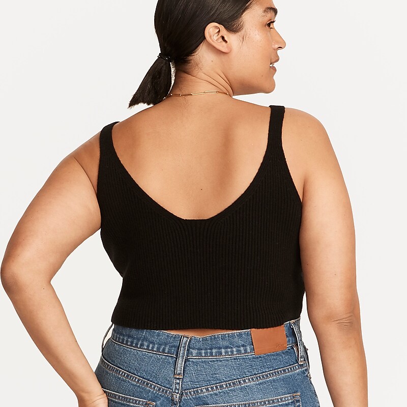 J.Crew Cashmere-blend cropped sweater-tank Black Clearance | 47TBPQYLZ