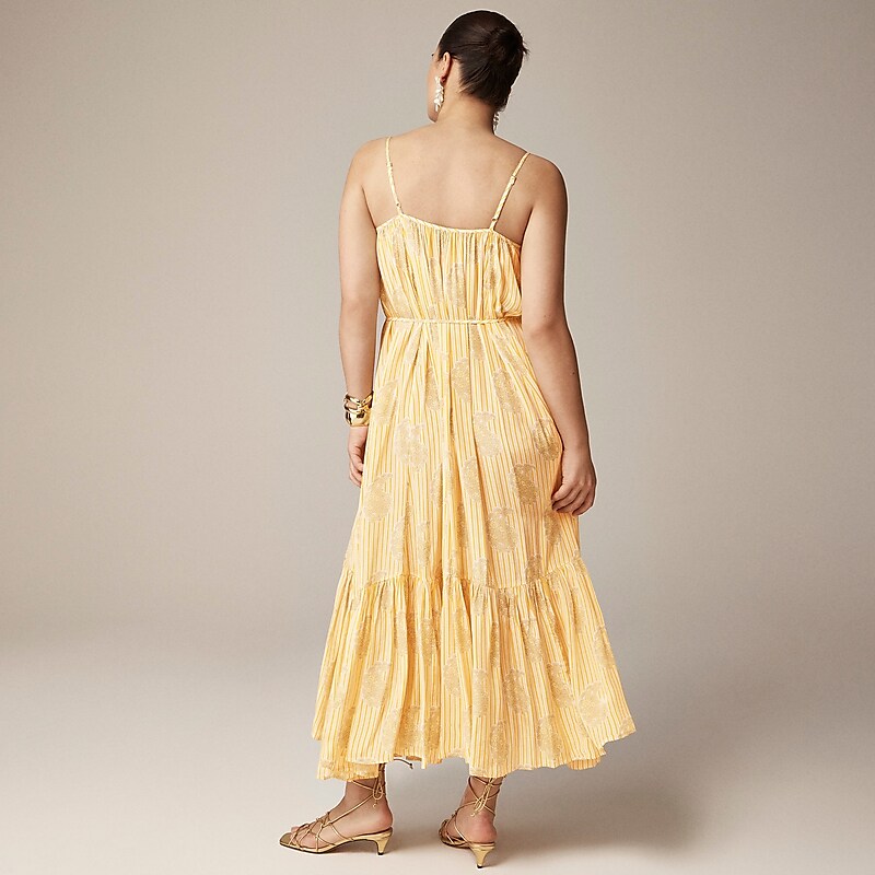 J.Crew Caspia dress crepe de chine Yellow Factory Outlet | 52ZNSMLOY