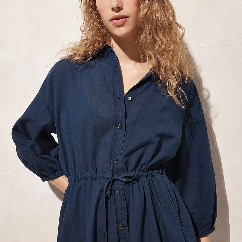 J.Crew Cinched shirtdress in indigo cotton voile Luna Wash Outlet Online | 76CASJHWO