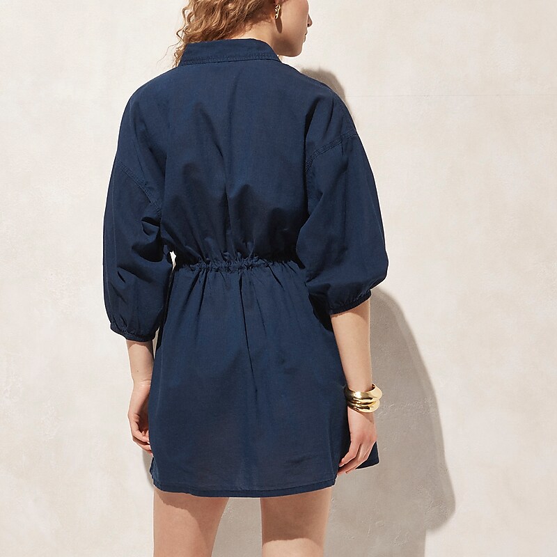 J.Crew Cinched shirtdress in indigo cotton voile Luna Wash Outlet Online | 76CASJHWO