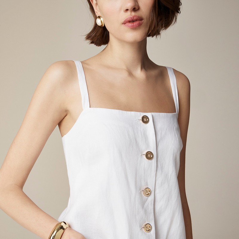 J.Crew Claudia dress in linen White Clearance | 37LONMZCD