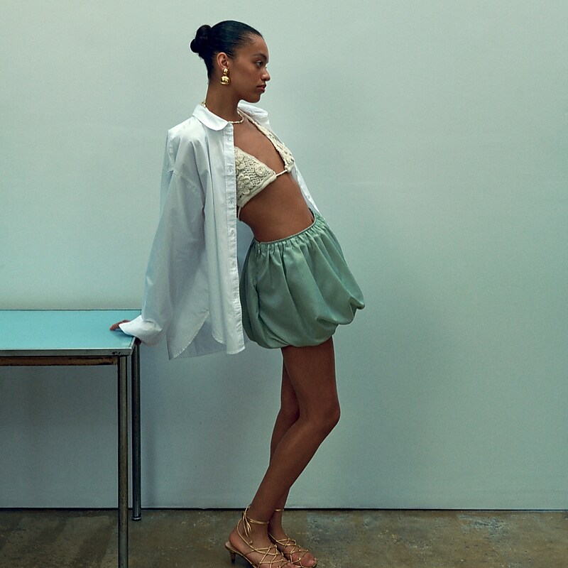 J.Crew Collection bubble mini skirt in taffeta Vert Fume Clearance | 30JCBQUGE