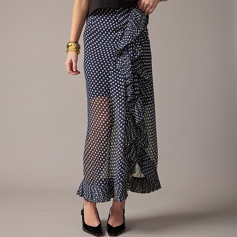 J.Crew Collection chiffon ruffle skirt Dark Evening Online | 89JCDLNVF