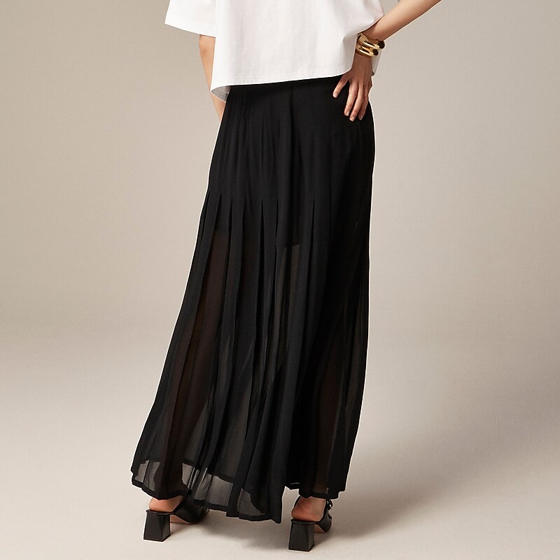 J.Crew Collection maxi skirt in lightweight chiffon Black Online | 09ZYKMXOS